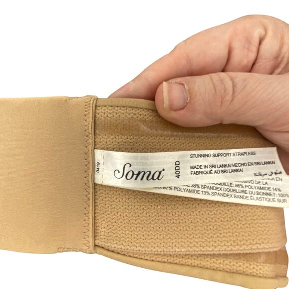 Soma Stunning Support Strapless Bra 40DD Nude Beige Lace Underwire - Picture 4 of 6